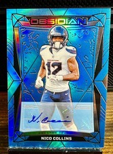 2024 Obsidian Houston Nico Collins Blue Flood Electric Etch Auto, SSP#/25 Rare🔥