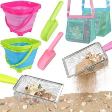 Beach Toys Sand Toys W/ 2 Collapsible Bucket 2 Beach Mesh Shovel Sand Shovel