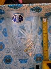 VINTAGE BOHEMIA CRYSTAL CUT GLASS WHISKY GLASSES/ TUMBLERS x6  BOXED