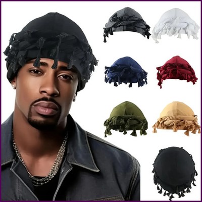 Autumn Winter Turban for Men Street Vintage Twist Head Wraps Durag Satin
