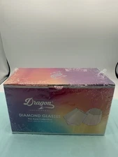 New DRAGON GLASSWARE Diamond Whiskey Glasses 10 Oz The Aura Collection Clear Set