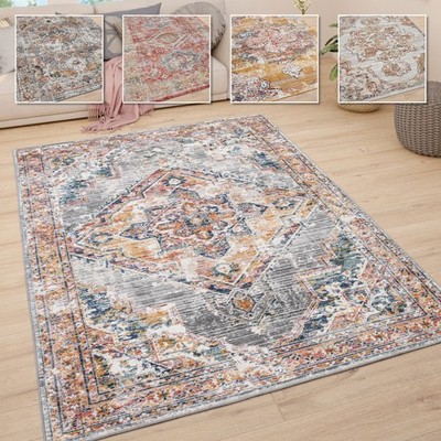 Teppich Wohnzimmer Kurzflor Vintage Pastell Modernes Orientalisches Muster