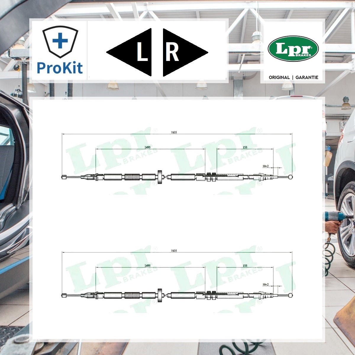 2x ORIGINAL® Lpr C0052B Seilzug, Feststellbremse für Audi A4 B5 Avant A4 B5