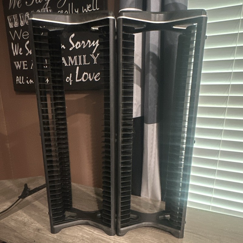 LevelUp Set of 2 Black Freestanding Open Face Plastic CD/DVD Storage Towers