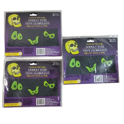 Halloween Glow in the Dark Googly Eyes Decor Vintage Lot of 3 Greenbrier NEW