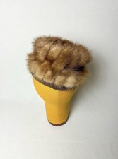 Vintage Mink Fur Pillbox Hat Cloche Light Brown Mid Century 1960s 22 Inch Brim