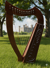 Brown Rosewood 12 Metal Strings Lyre Harp With Bag, Key  Strings Set Handmade