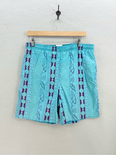 Vintage Cheetah Mervyns Mens Blue Purple Drawstring Swim Trunks Shorts Small