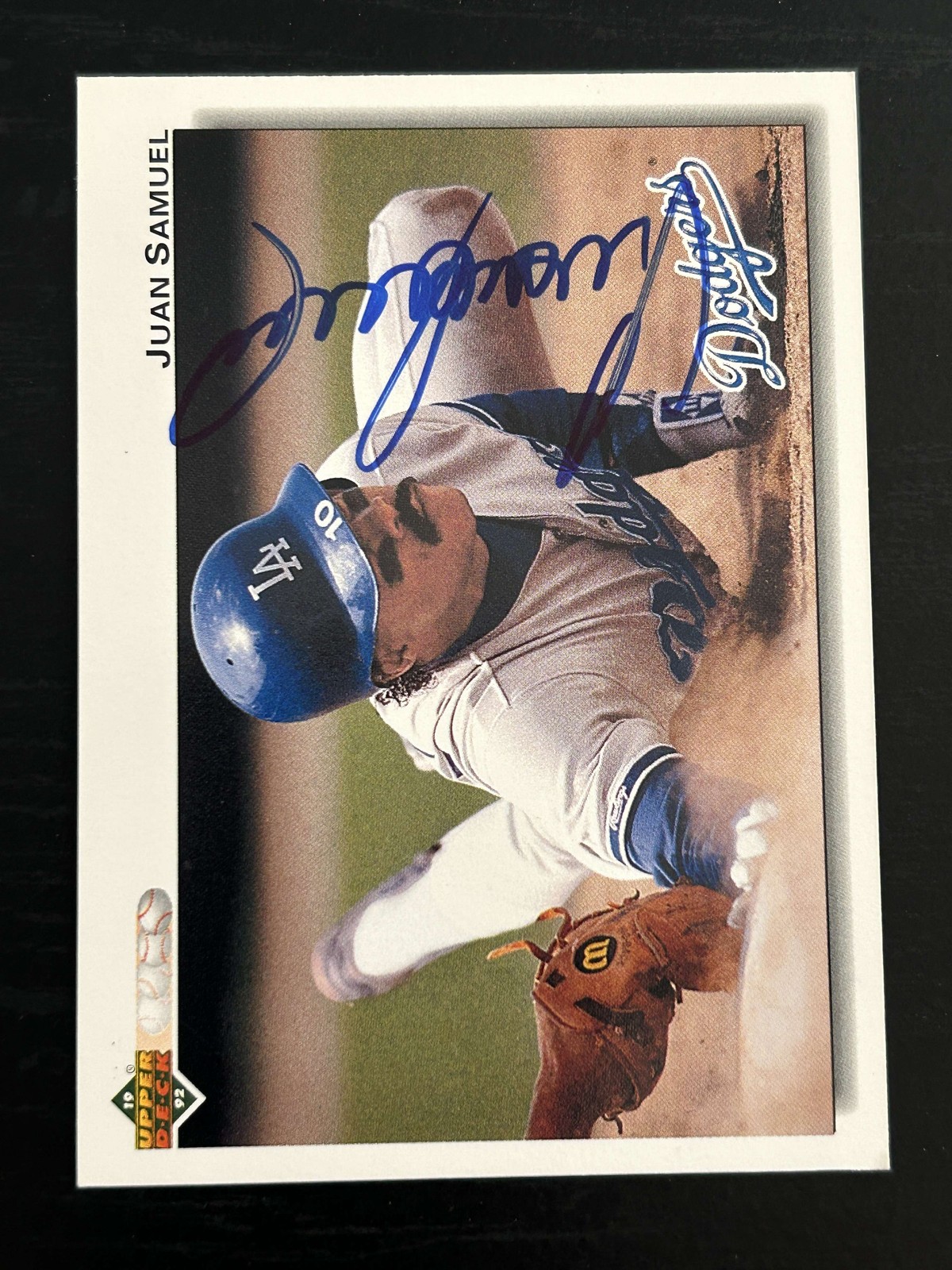Juan Samuel Autograph Signed 1990 Upper Deck Los Angeles Dodgers