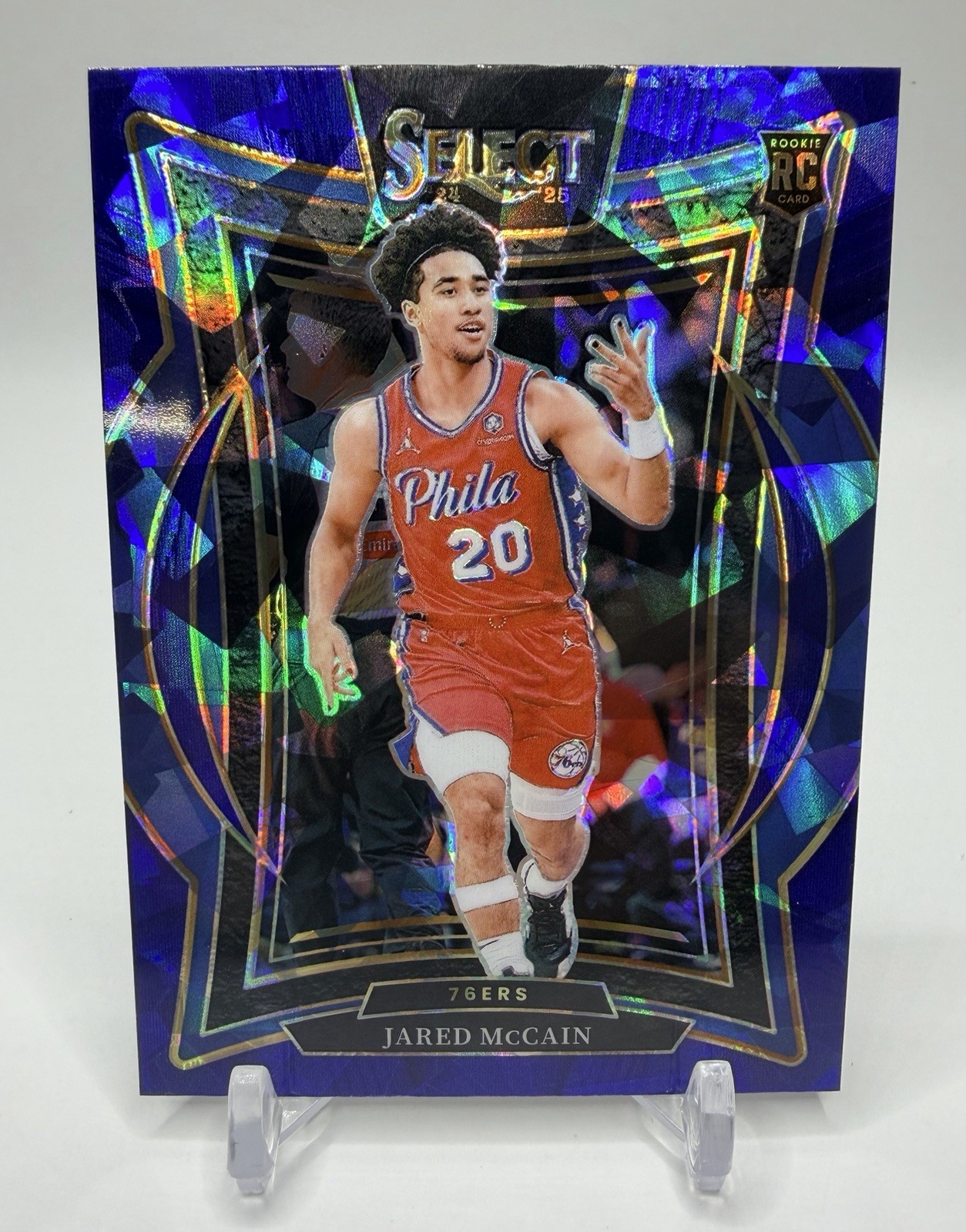 Jared McCain 2024-25 Select Concourse #82 Rookie Blue Cracked Ice Prizm 76ers RC