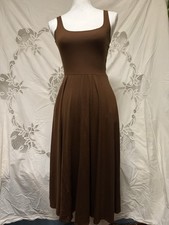 Reformation Rou Knit Dress Women’s Brown Tencel Jersey Scoop Tank Midi Sz Small