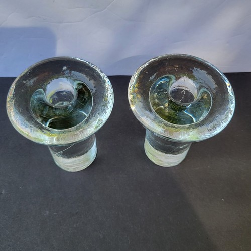 Vintage 2er Set Blenko #877L, Kerzenhalter, Kristall (klar in der Farbe), 4" hoch - Bild 6 von 7