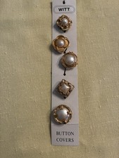 5 Assorted New Vintage Gold Tone Pearl Like Button Covers