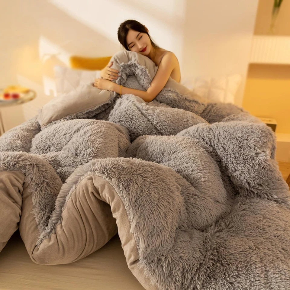 AETVRNI Luxury Plush Shaggy Thick Faux Fur Comforter, Big Heavy Warm Comforte... - Image 3 of 4