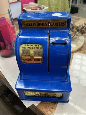 Vintage Metal Uncle Sam s coin Register blue bank Western Stamping Korea