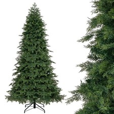7.5 FT Artificial Xmas Tree with 1019 PE PVC Branch Tips  Folding Metal Stand