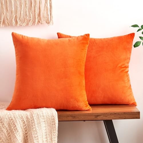 Herbst Orange Überwurf Kissenbezüge Dekorativ 18" x 18" (2er Pack) Hellorange - Bild 2 von 7