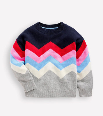 NWT, Mini Boden, Zig Zag Jumper, Grey Marl Multi, Girls Sweater Size 4-5YR