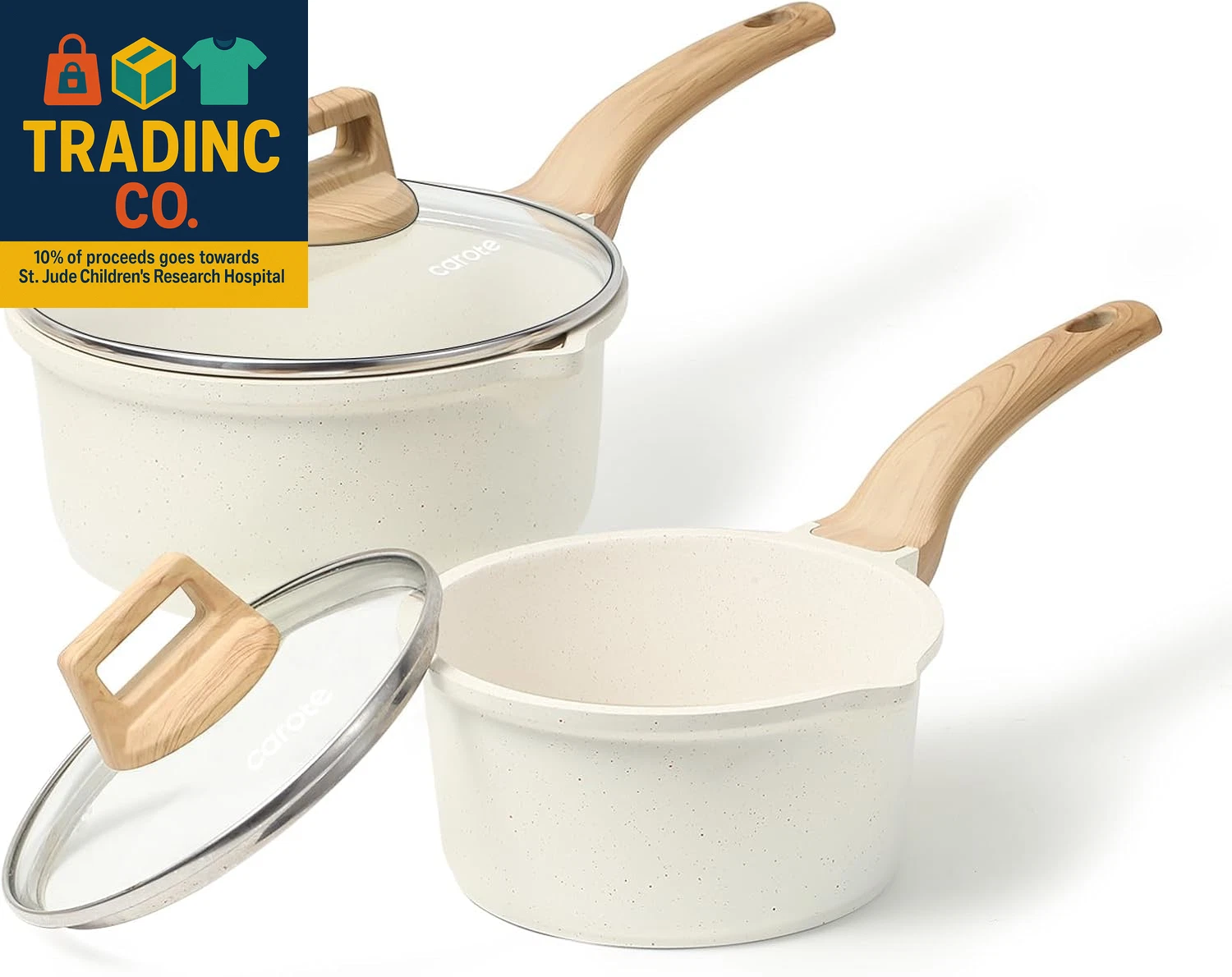 1.5Qt & 3.0Qt Sauce Pan Sets with Lid Cooking Pots Nonstick Saucepans Cookware S