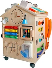 SHIERDU Montessori Wooden Busy House Basic Life Skills and fine 