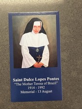 St Dulce Lopes Pontes 3 1/2 x 2in Catholic Holy Prayer Card 