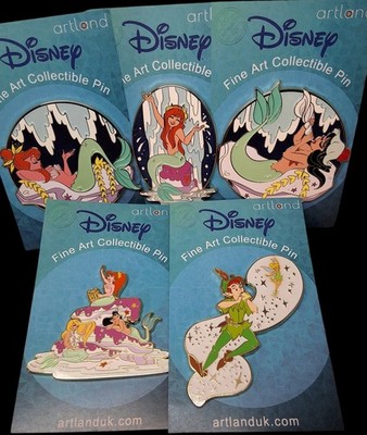 Disney Artland Peter Pan Mermaid Lagoo Mermaid Trio 5 Pin Lot LE 150 LE 200 COA