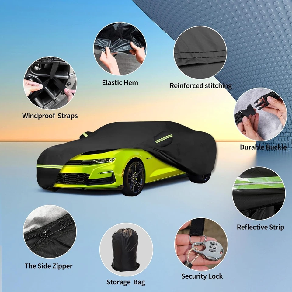 Fundas impermeables de coche para Chevy Camaro 2010-2023 (negro) personalizadas de alta resistencia Waterp Foto 2 de 4