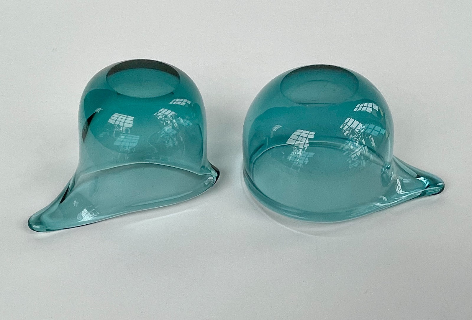 Vintage VIPSTJERT 1950 HOLMEGAARD  Teal Blue Glass Creamer & Sugar Per LUTKEN