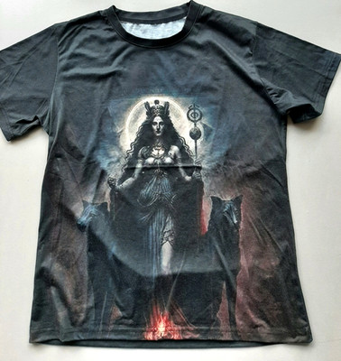 Vintage T-Shirt S M schwarz-grau Wölfe Pristerin Kriegerin Gothic