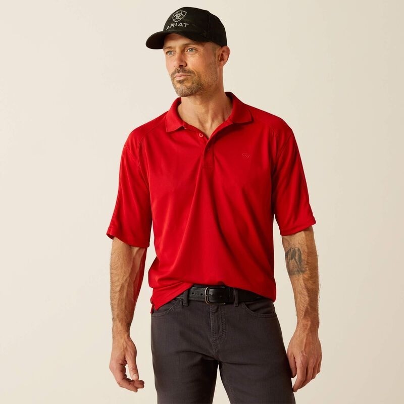 Ariat Men's Short Sleeve Venttek AC Polo T-Shirt Haute Red 10055238