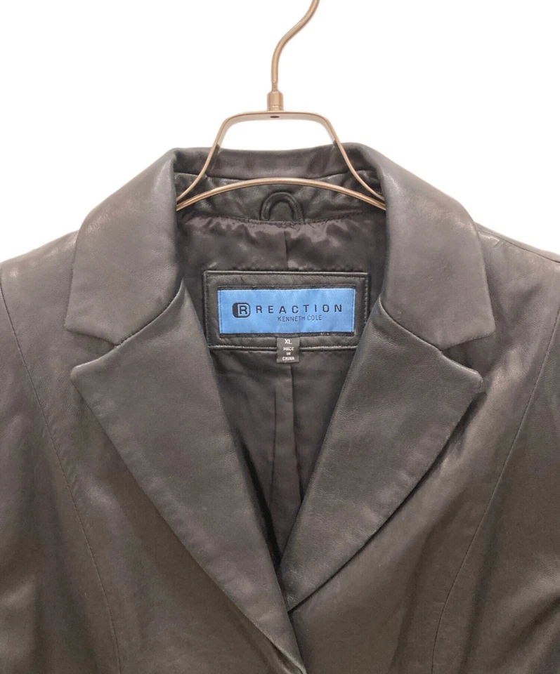 Kenneth Cole Chaqueta de cuero a medida Talla: XL Negra Hombre Foto 3 de 4