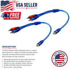 2x RCA Y Splitter Audio Jack Cable Adapter 1 Female to 2 Male - 1Male to 2Female