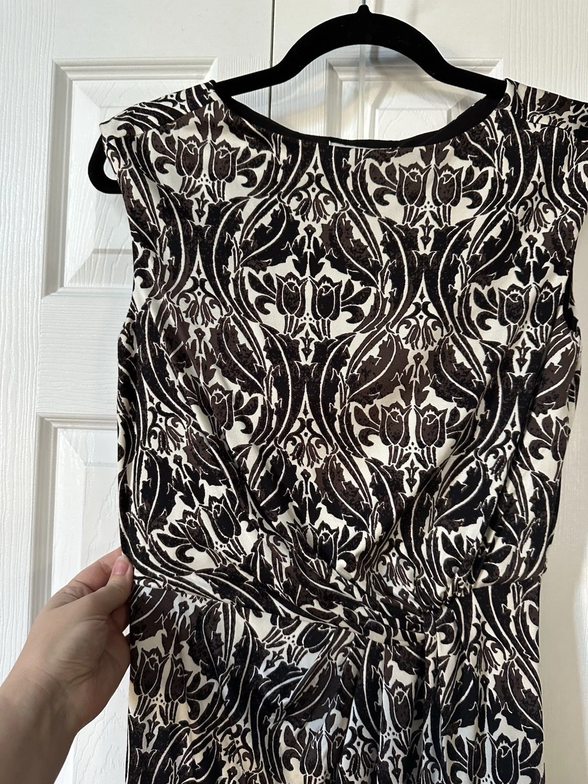 Abito Tory Burch senza maniche Odila avorio arabesco seta avvolgente taglia XS