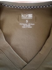 Koi Next Gen Men's V-Neck Scrub Top Size S Olive Solid Poly Blend 671-057
