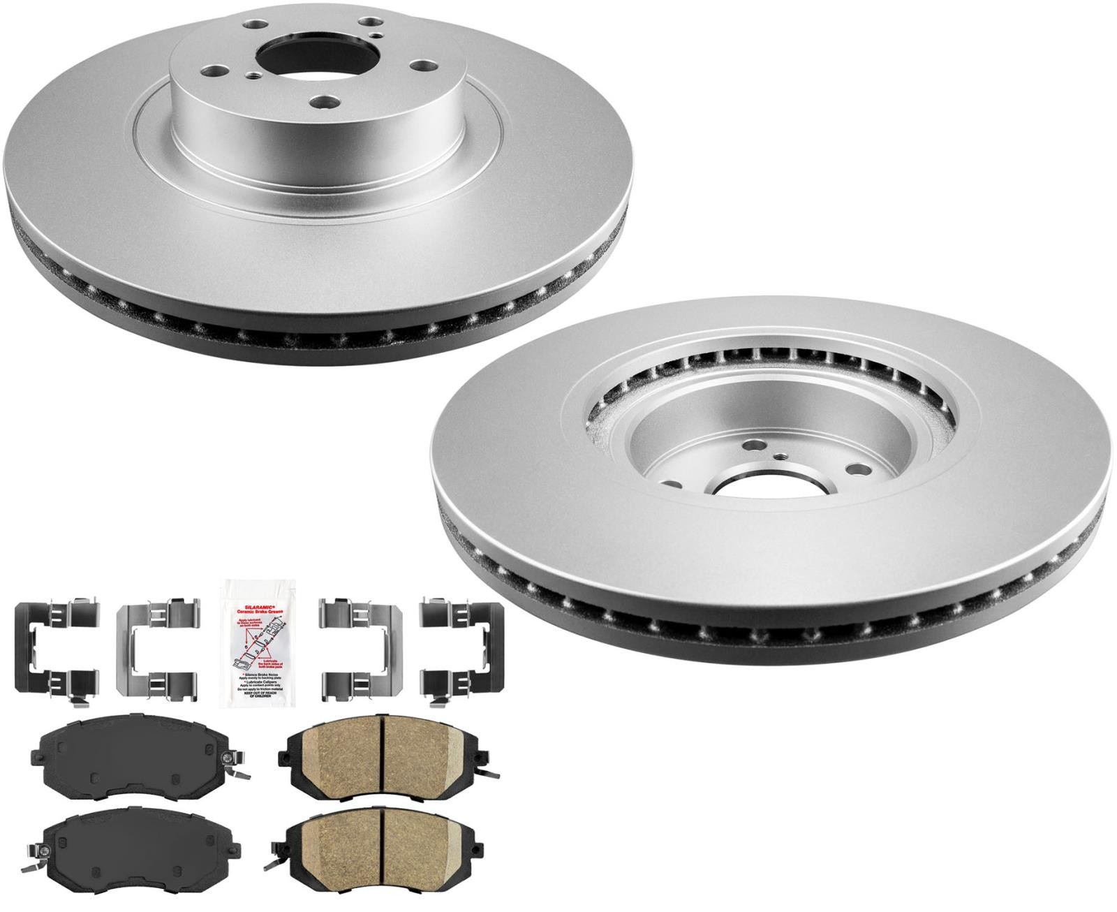AmeriBRAKES Coated Front Disc Brake Rotors & Pads FIts 13-14 Subaru Legacy 2.5i