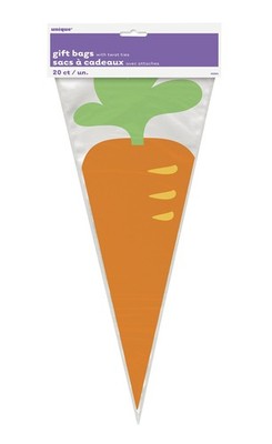 Unique Carrot Cone Cellophane Bags, 11'', Clear,Party Bags