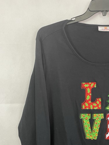 Quacker Factory Christmas LOVE Long Sleeve T-shirt Size 3X A267228 - Picture 4 of 15