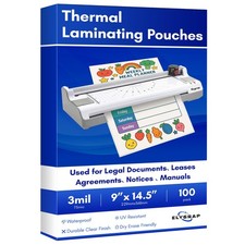 100 Pack Legal Size Laminating Sheets 8.5"x14" 9x14.5 - 3Mil Thick Clear Th...