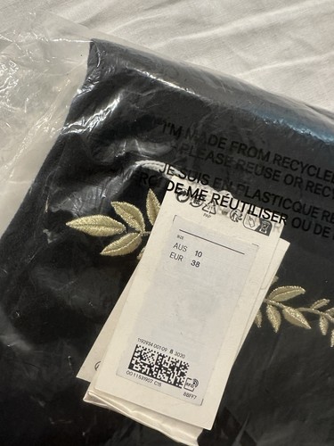 NEW Rabanne H&M Embroidered Wool Trousers Pants Black | Size UK 10 US 6 EU 38 - Picture 3 of 3