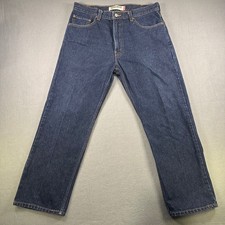 Levis 505 Regular Fit Jeans Mens 36x29 Dark Wash Indigo Blue Straight Leg Denim