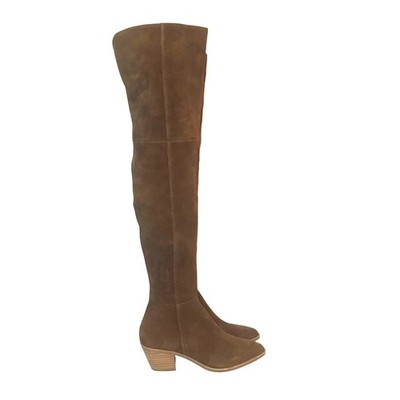 STEVE MADDEN Lucca Womens 6 Brown Suede Over The Knee Boots Side Zip