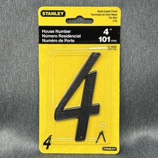 Vintage 2002 Stanley House Number 4 Black Finish 4" Metal NOS Packaged 57-9938