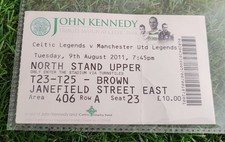 Celtic V Manchester United John Kennedy Testimonial Match Ticket 2011 Legend VGC