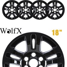 For 2014 2015-2018 Chevy Silverado 1500 18 Wheel Covers Black Lacquer Hubcaps