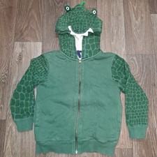Mini Boden Hoodie Kids 5-6Y Green Crocodile High Pile Fleece Lined Jacket Coat