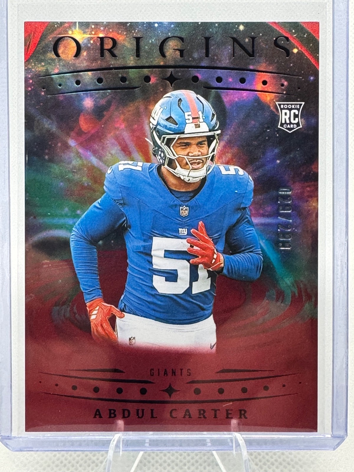2025 Panini Origins- Holo Red- Abdul Carter #112 Giants RC 029/299