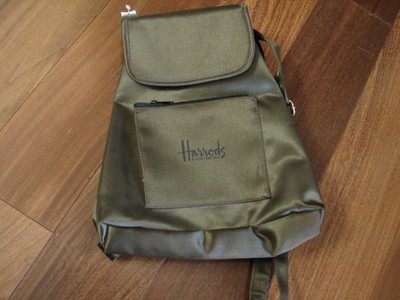Harrods Shinny Satin Gold/Brown Backpack New