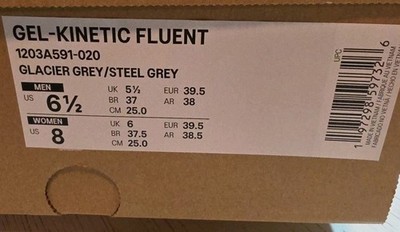 Size 6.5 - ASICS Gel Kinetic Fluent Glacier Grey Lime for sale
