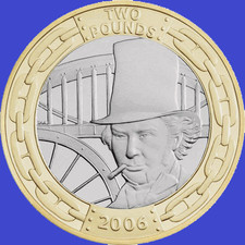 £2 Coin. BRUNEL PORTRAIT Commemorative Two Pound Coin 2006 BUNC.