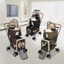 Foldable Pet Stroller for Small & Medium Dogs light  4 Wheels Dog & Cat Stroller